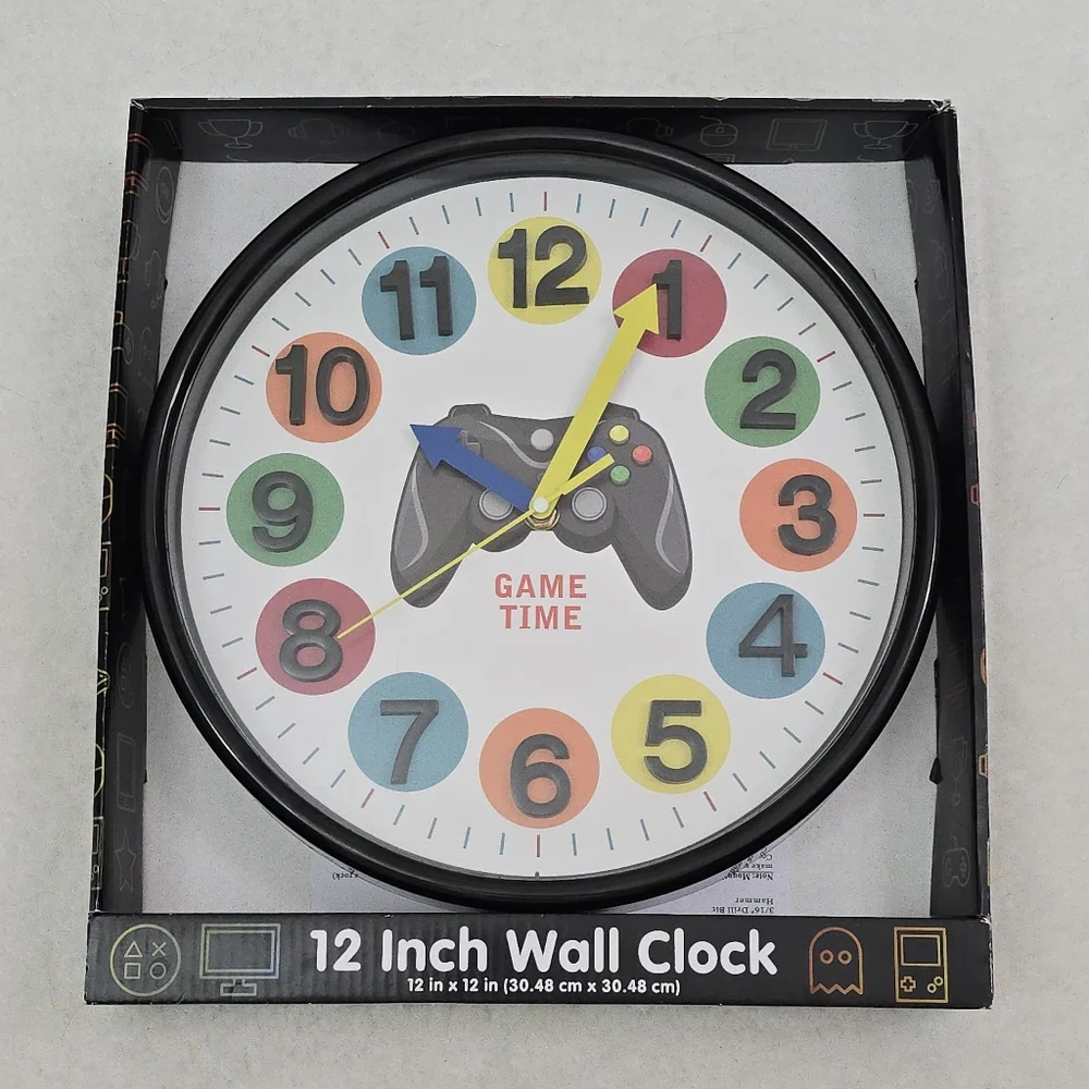 New Video Gamers Wall Clock Analog 12